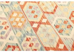 Tappeto Kilim Geometrico Arancione Azzurro 173x234 Cm