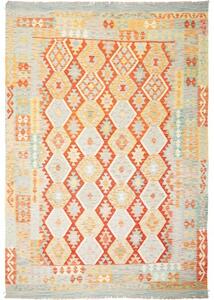 Tappeto Kilim Geometrico Arancione Azzurro 206x290 Cm