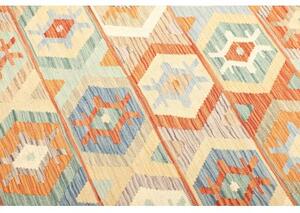 Tappeto Kilim Geometrico Arancione Azzurro 150x200 Cm