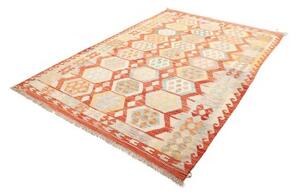 Tappeto Kilim Geometrico Arancione Beige 173x240 Cm