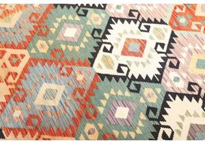 Tappeto Kilim Geometrico Verde Salvia Arancione 170x247 Cm