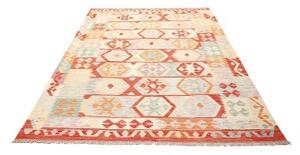 Tappeto Kilim Geometrico Rosso Ruggine Azzurro 169x246 Cm