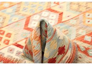 Tappeto Kilim Geometrico Arancione Azzurro 173x240 Cm
