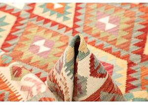 Tappeto Kilim Geometrico Avorio Rosso 247x294 Cm