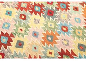Tappeto Kilim Geometrico Avorio Multicolore 253x347 Cm