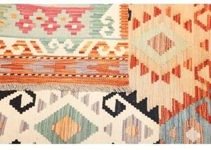 Tappeto Kilim Geometrico Verde Salvia Arancione 170x247 Cm