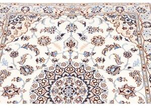 Tappeto Nain 6la Medaglione Floreale Avorio Blu Scuro Corsia 85x400 Cm