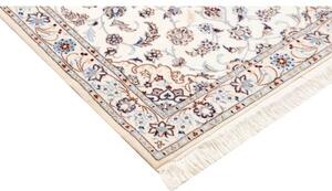 Tappeto Nain 6la Medaglione Floreale Avorio Blu Scuro Corsia 85x400 Cm