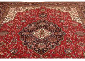 Tappeto Tabriz Medaglione Floreale Rosso Blu Scuro 247x358 Cm