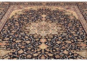 Tappeto Nadjafabad Medaglione Floreale Blu Notte Avorio 300x400 Cm