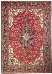 Tappeto Tabriz Medaglione Floreale Rosso Blu Scuro 247x358 Cm