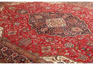 Tappeto Tabriz Medaglione Floreale Rosso Blu Scuro 247x358 Cm