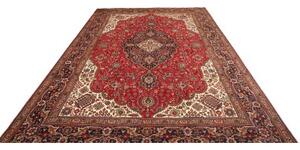 Tappeto Tabriz Medaglione Floreale Rosso Blu Scuro 247x358 Cm