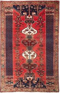 Tappeto Shiraz Stilizzato Rosso Blu Scuro 163x260 Cm