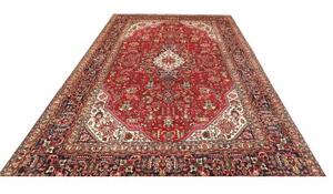 Tappeto Tabriz Stilizzato Rosso Blu Scuro 205x315 Cm