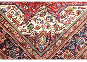 Tappeto Tabriz Stilizzato Rosso Blu Scuro 255x347 Cm