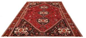 Tappeto Shiraz Geometrico Rosso Mattone Nero 215x300 Cm