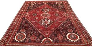 Tappeto Shiraz Stilizzato Rosso Scuro Nero 218x308 Cm