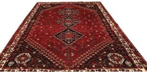 Tappeto Shiraz Geometrico Rosso Scuro Nero 225x310 Cm