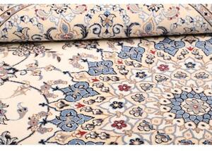 Tappeto Nain Kashmar Medaglione Floreale Avorio Blu Cobalto 255x365 Cm