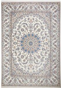 Tappeto Nain Kashmar Medaglione Floreale Avorio Blu Cobalto 255x365 Cm