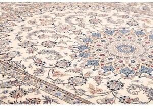 Tappeto Nain Kashmar Medaglione Floreale Avorio Blu Cobalto 255x365 Cm