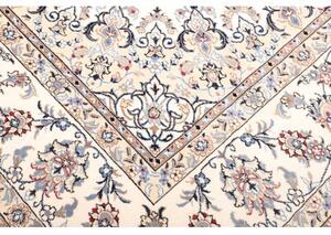 Tappeto Nain Kashmar Medaglione Floreale Avorio Blu Cobalto 255x365 Cm