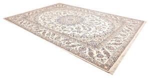 Tappeto Nain Kashmar Medaglione Floreale Avorio Blu Cobalto 255x365 Cm