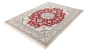 Tappeto Nain Kashmar Medaglione Floreale Rosso Bianco Avorio 150x196 Cm