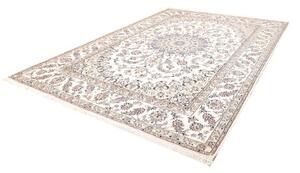 Tappeto Nain Kashmar Medaglione Floreale Avorio Blu Cobalto 255x365 Cm