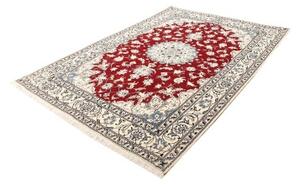Tappeto Nain Kashmar Medaglione Floreale Rosso Bianco Avorio 170x235 Cm