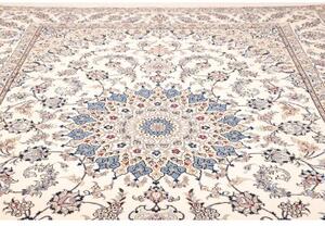 Tappeto Nain Kashmar Medaglione Floreale Avorio Blu Cobalto 255x365 Cm