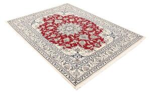 Tappeto Nain Kashmar Medaglione Floreale Rosso Bianco Avorio 150x196 Cm