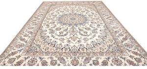 Tappeto Nain Kashmar Medaglione Floreale Avorio Blu Cobalto 255x365 Cm
