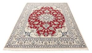 Tappeto Nain Kashmar Medaglione Floreale Rosso Bianco Avorio 150x196 Cm