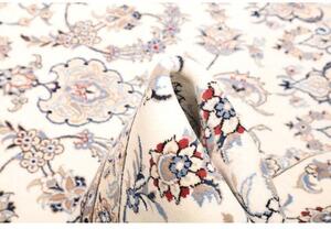 Tappeto Nain Kashmar Medaglione Floreale Avorio Blu Cobalto 255x365 Cm