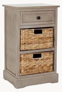 Cassettiera in legno di pino con cesti in rattan Carrie