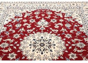 Tappeto Nain Kashmar Medaglione Floreale Rosso Avorio 167x240 Cm