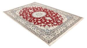 Tappeto Nain Kashmar Medaglione Floreale Rosso Bianco Avorio 170x235 Cm