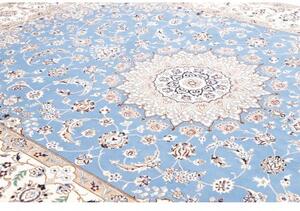 Tappeto Nain 9la Medaglione Floreale Celeste Avorio 255x350 Cm