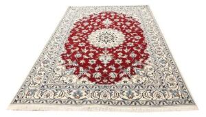 Tappeto Nain Kashmar Medaglione Floreale Rosso Bianco Avorio 170x240 Cm