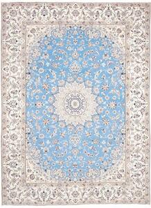 Tappeto Nain 9la Medaglione Floreale Celeste Avorio 255x350 Cm