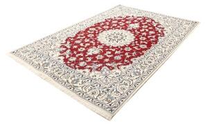 Tappeto Nain Kashmar Medaglione Floreale Rosso Bianco Avorio 170x240 Cm
