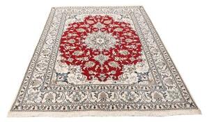 Tappeto Nain Kashmar Medaglione Floreale Rosso Bianco Avorio 147x208 Cm