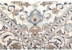 Tappeto Nain Kashmar Medaglione Floreale Avorio Blu 198x290 Cm