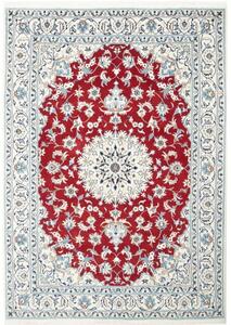 Tappeto Nain Kashmar Medaglione Floreale Rosso Bianco Avorio 170x240 Cm