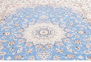 Tappeto Nain 9la Medaglione Floreale Celeste Avorio 255x350 Cm