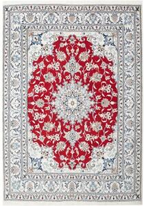 Tappeto Nain Kashmar Medaglione Floreale Rosso Bianco Avorio 147x208 Cm
