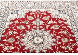 Tappeto Nain Kashmar Medaglione Floreale Rosso Bianco Avorio 147x208 Cm