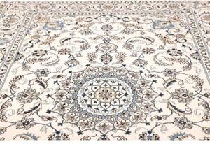 Tappeto Nain Kashmar Medaglione Floreale Avorio Blu 198x290 Cm